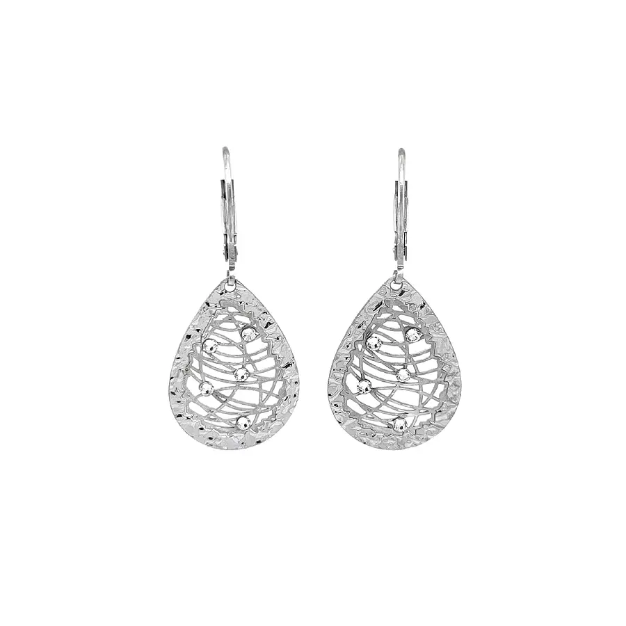 White Gold Teardrop Dangle Earrings with Cubic Zirconia