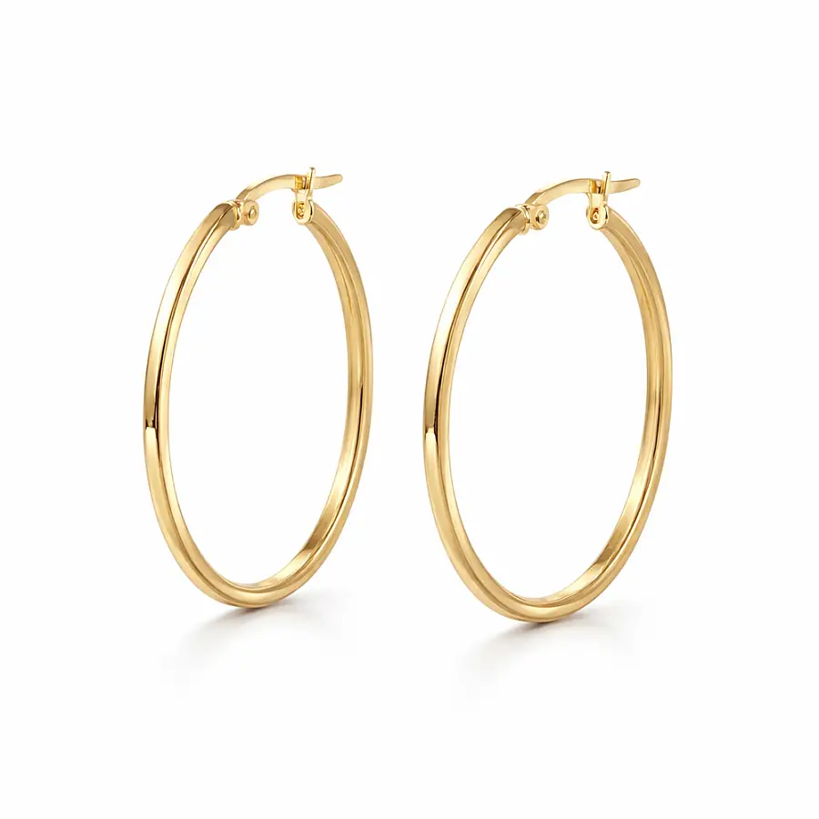Smooth Yellow Gold Hoop Earrings