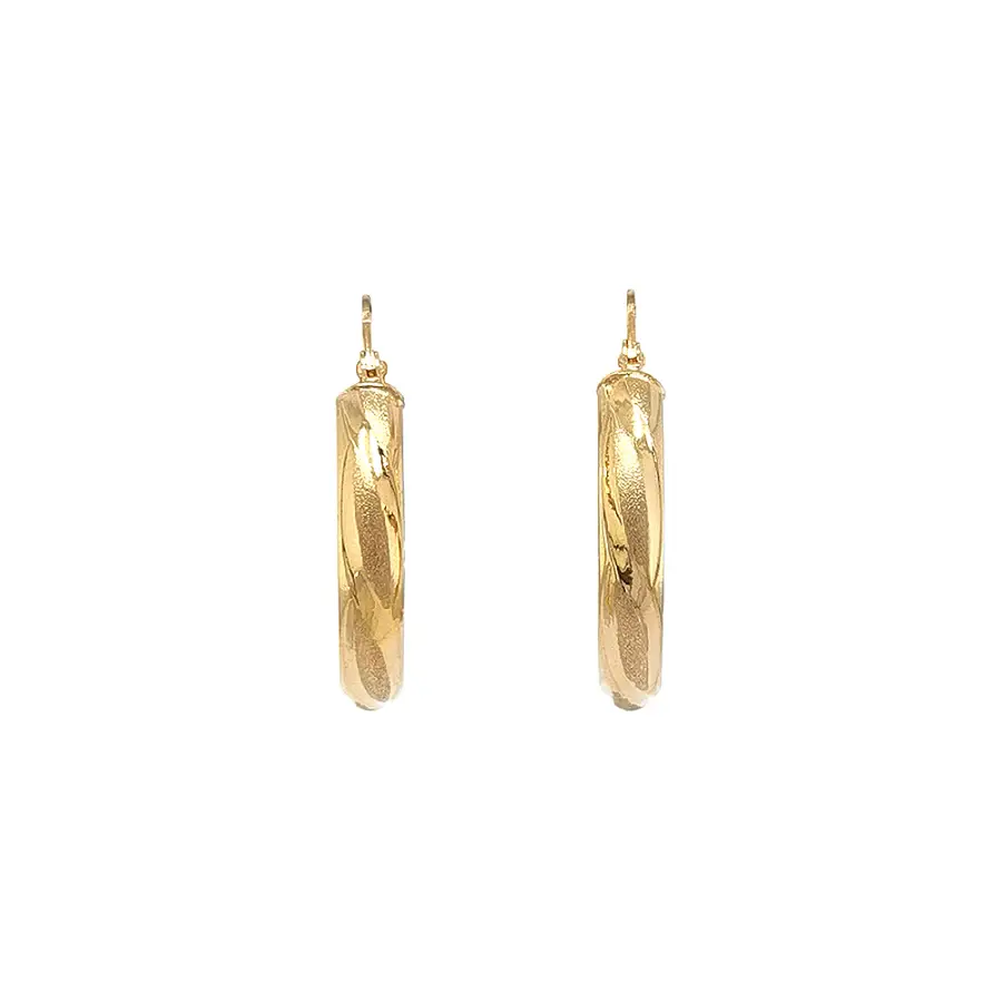 Yellow Gold Hoop Earrings with a Soft Matte Finish