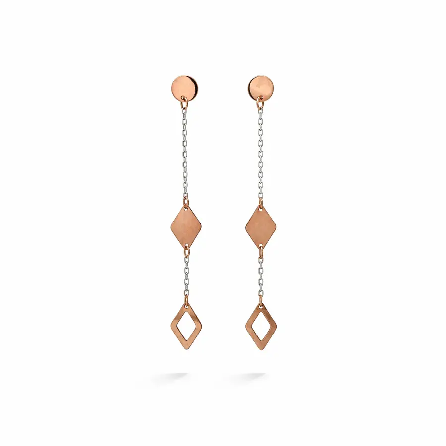 Gold Chain Earrings with Geometric Motif