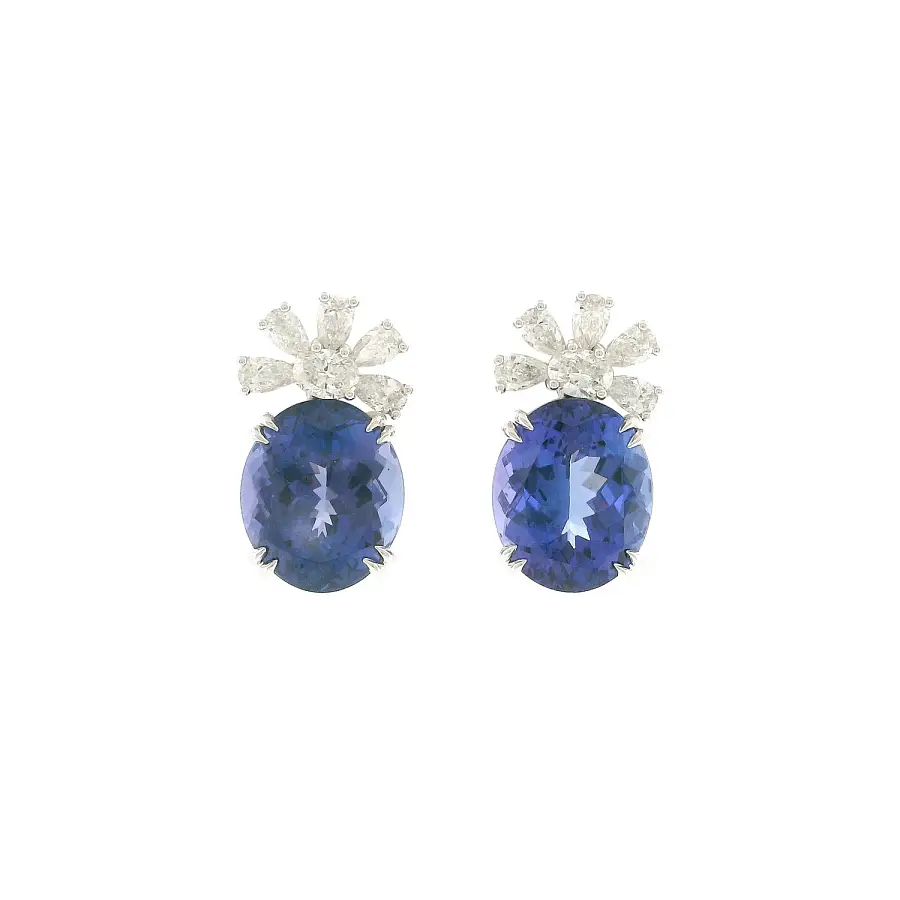 Luxury Tanzanite and Diamond Earrings in 18kt White Gold