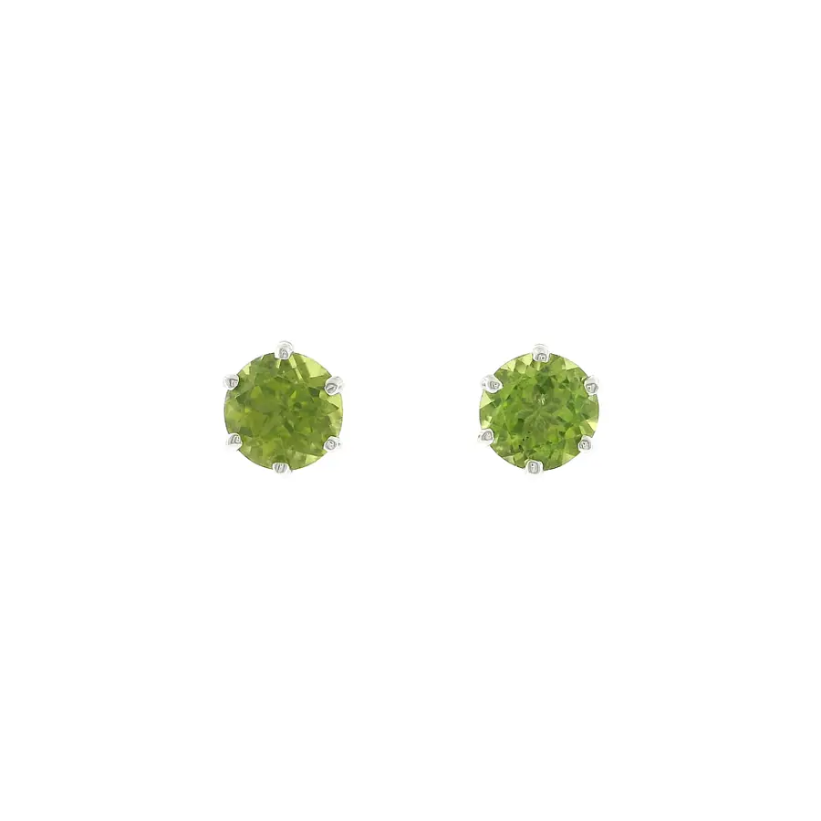 Stud earrings in 18k white gold with peridots 3.15 ct