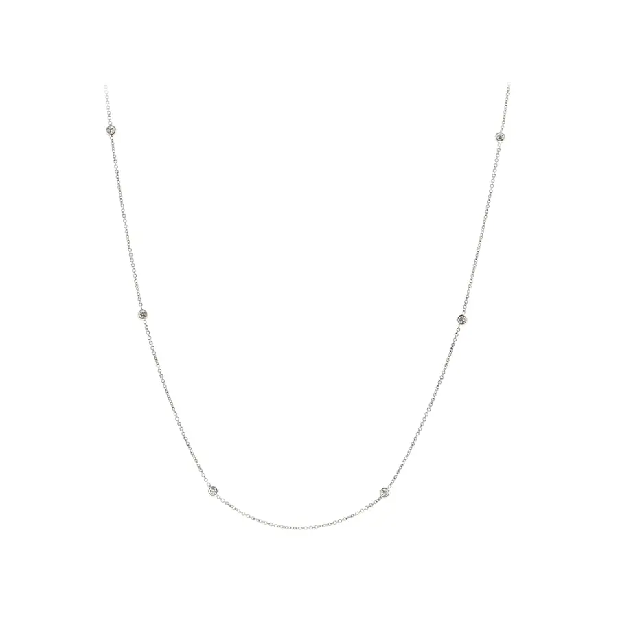 Diamond chain necklace in 18k white gold 0.14 ct
