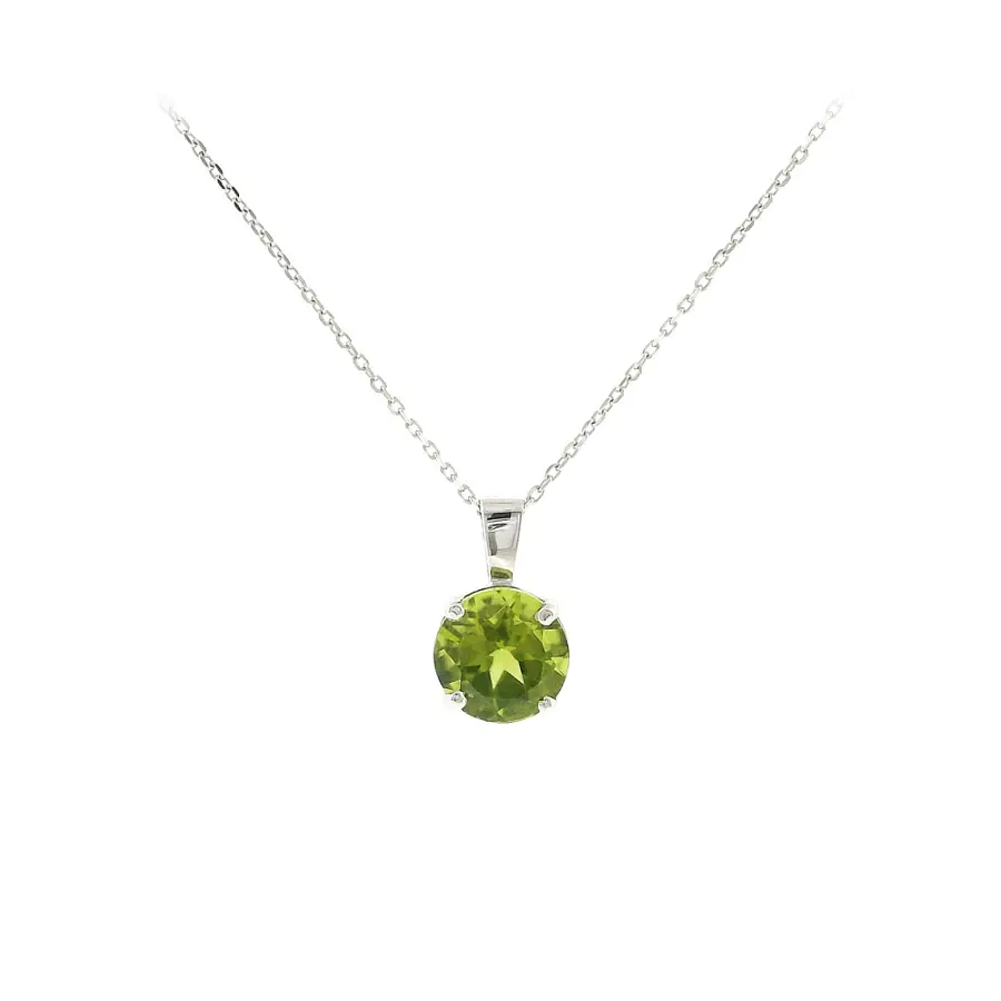 Elegant pendant in 18k white gold with peridot 1.90 ct