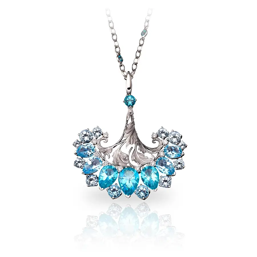 Gold Pendant with Blue Topaz and Diamonds Magerit Gea Genus