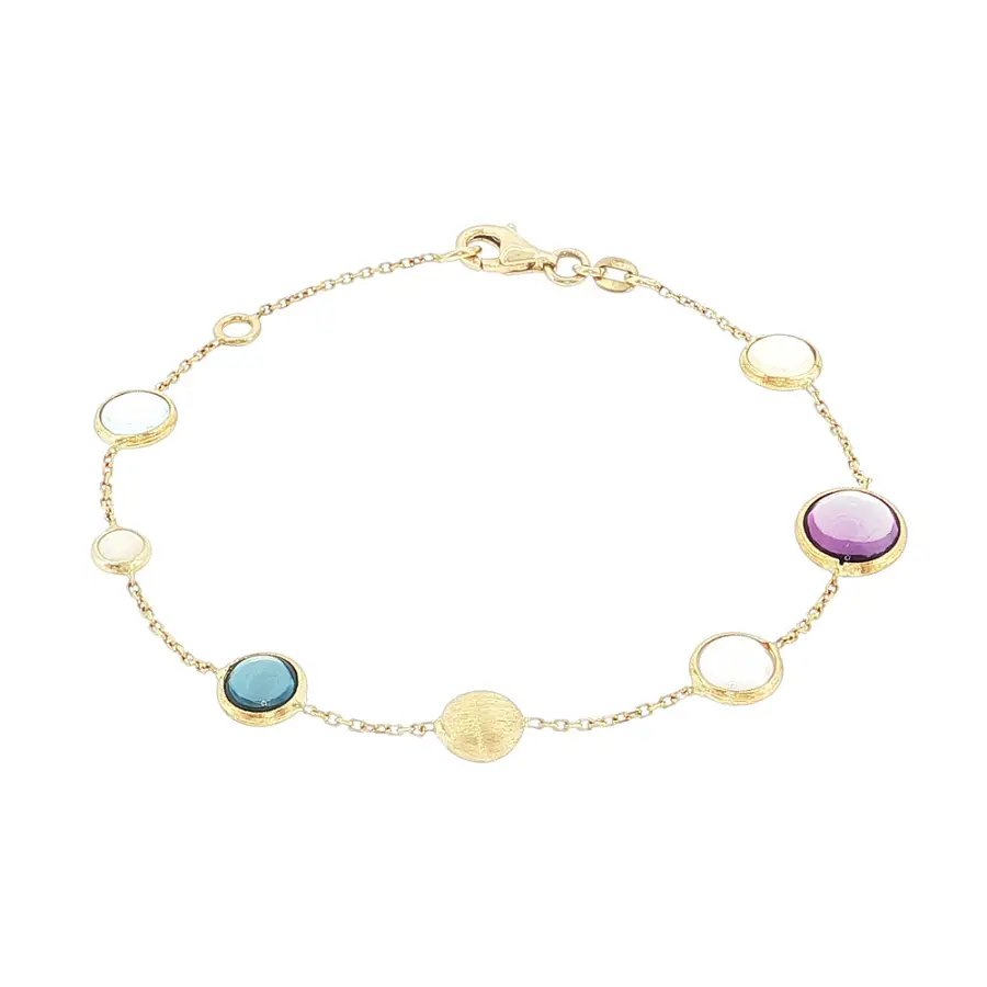 14k Gold Bracelet with Colored Gemstones