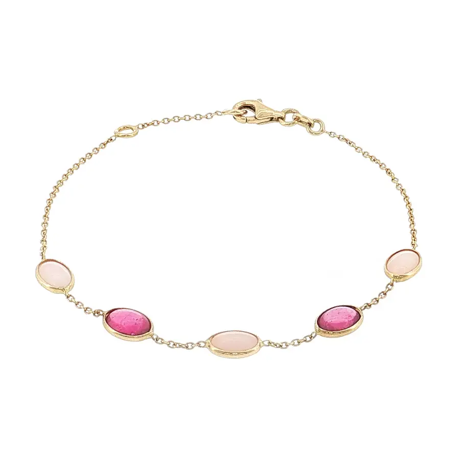 14k Gold Bracelet with Pink Gemstones