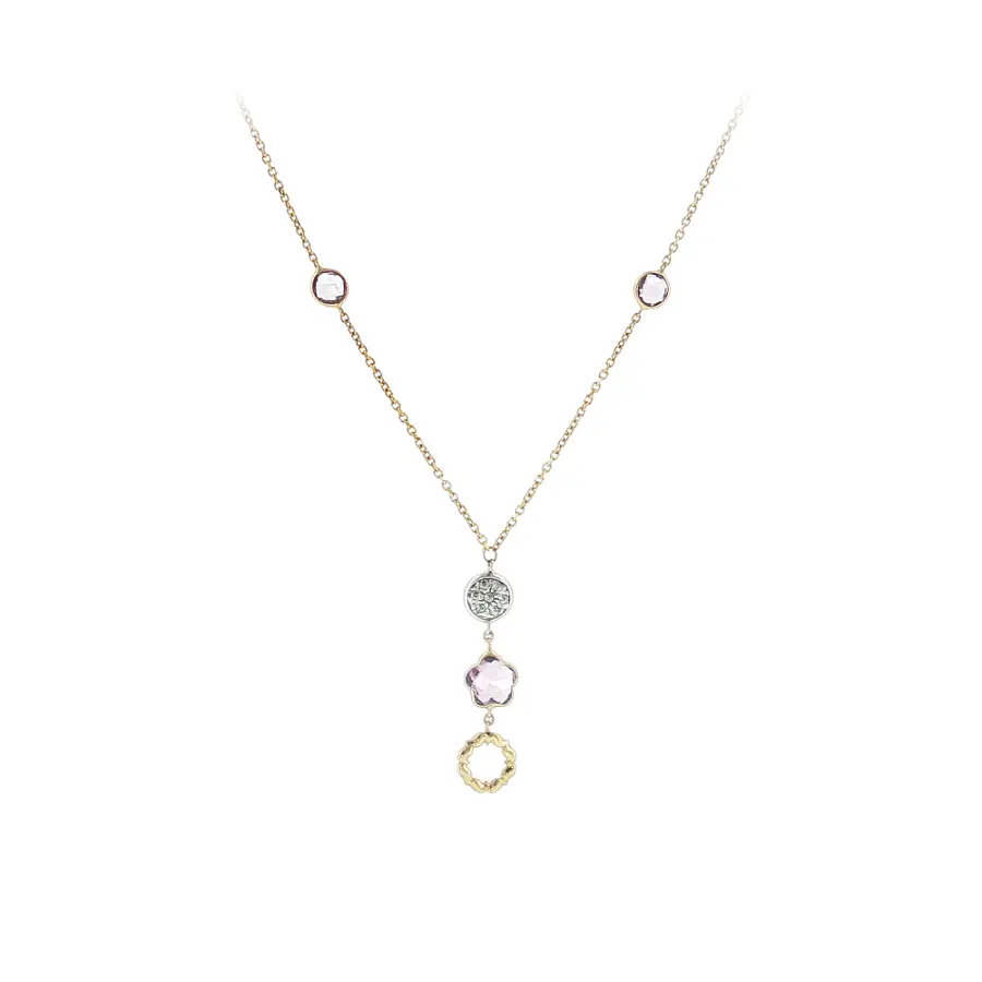 14k Gold Necklace with Purple Stone and Zirconia