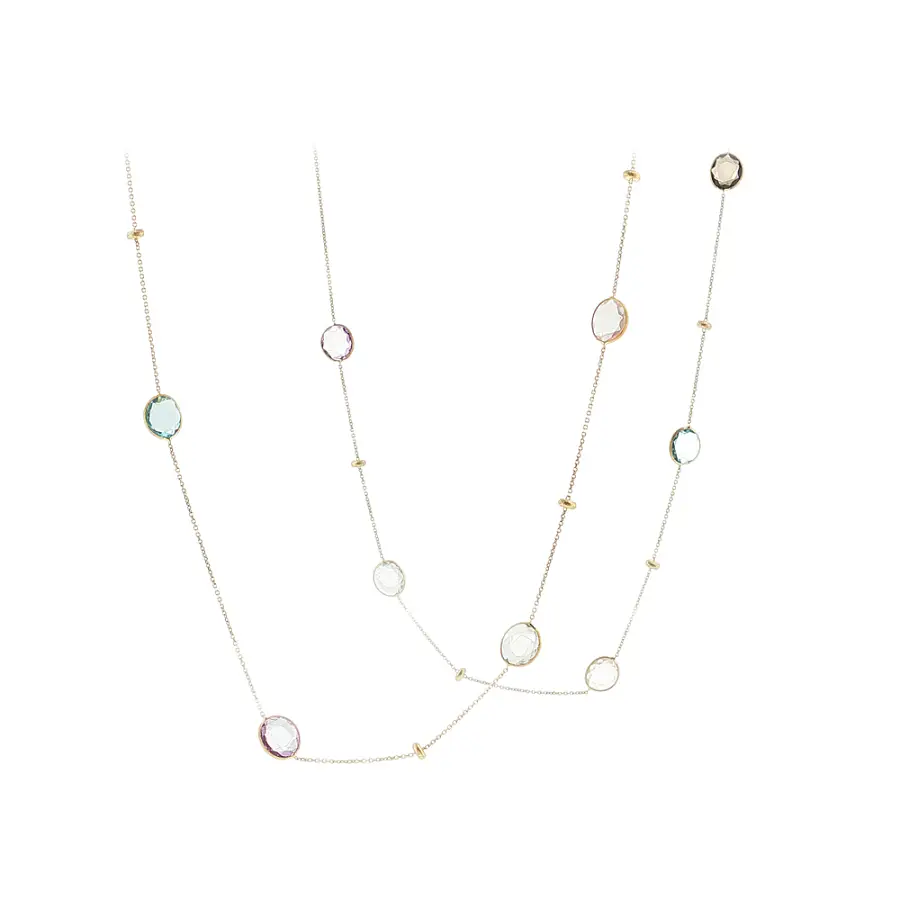 Elegant 14k gold necklace with multicolored stones