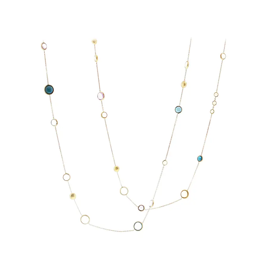 Elegant 14k gold necklace with colorful stones