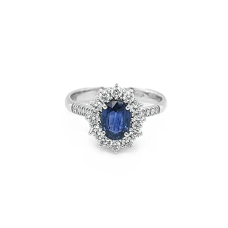 Gold Ring with Sapphire and Diamonds