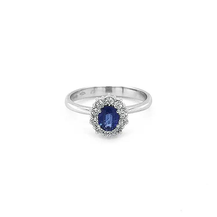Gold Ring with Sapphire and Diamonds