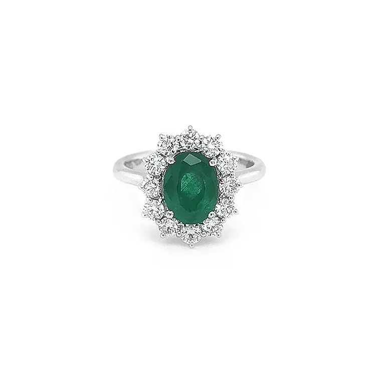 Gold Ring with Emerald and Diamonds