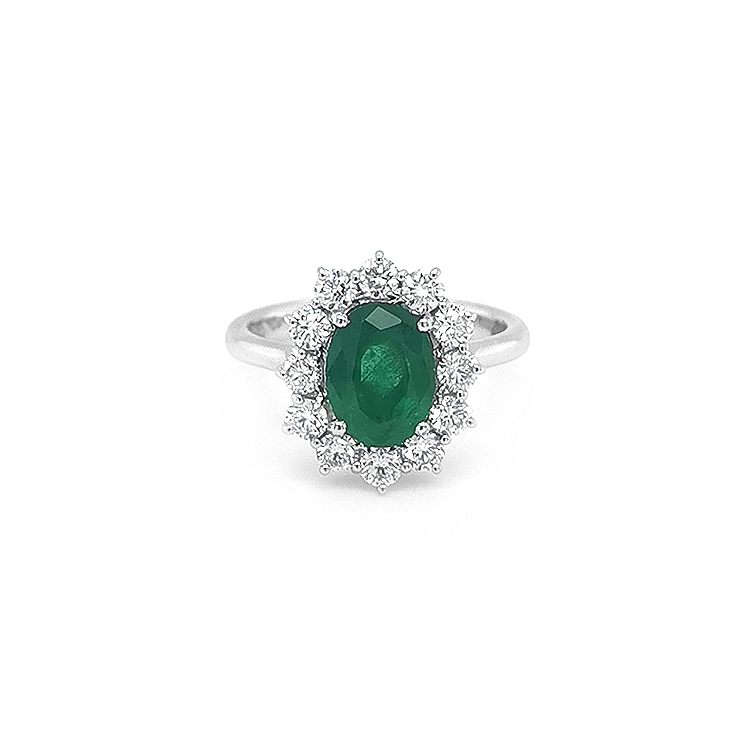 Gold Ring with Emerald and Diamonds