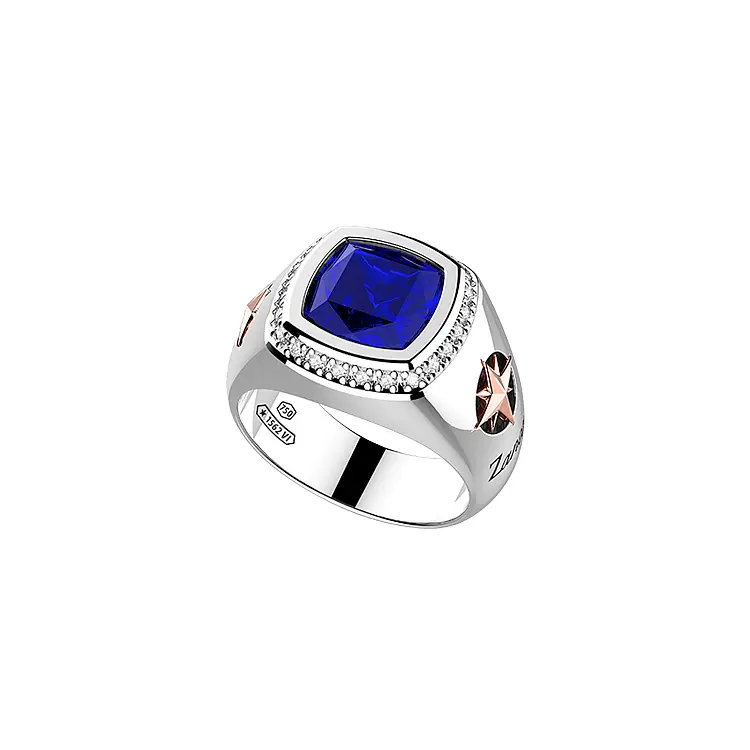 Gold Ring Zancan Couture Sapphire EA317BR