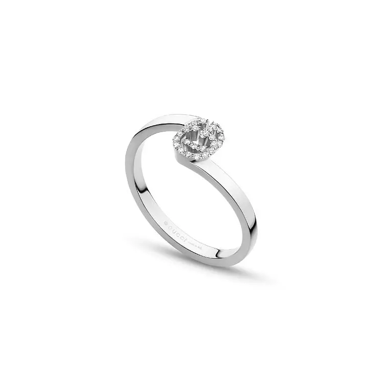 Gold Gucci GG Running Ring with Diamonds