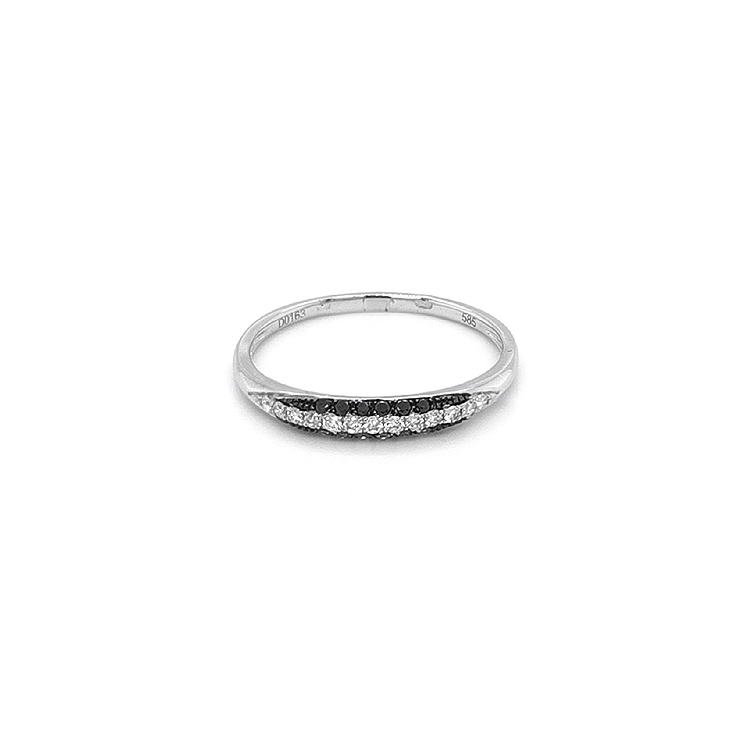 Gold Ring with Black and Champagne Diamonds