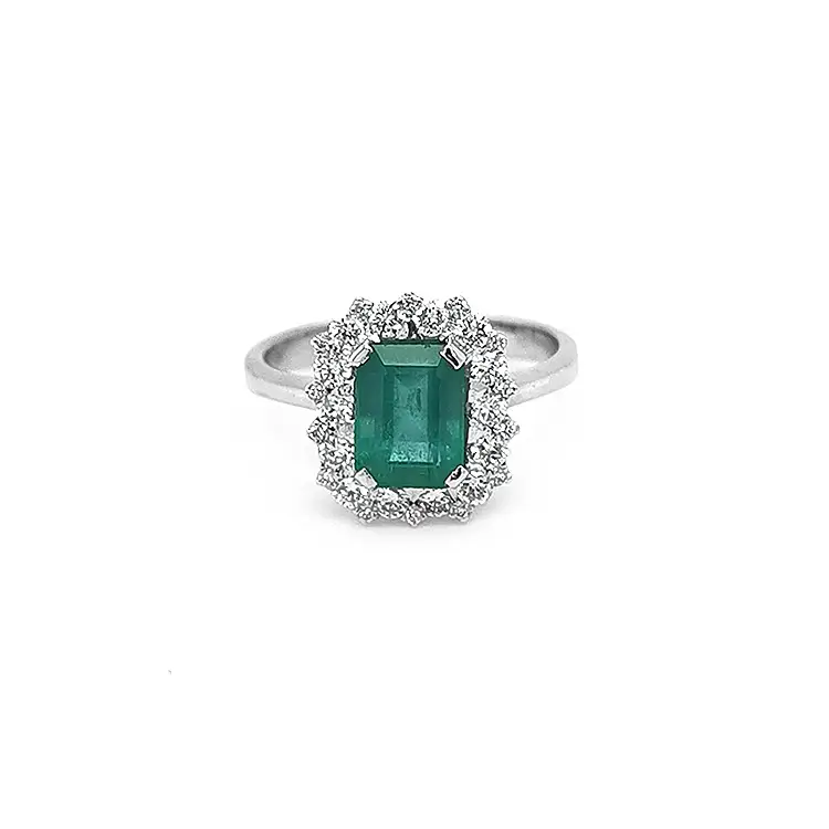 Gold Ring with Emerald and Diamonds