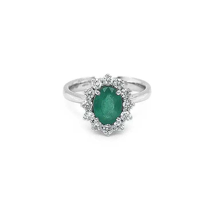 Gold Ring with Emeralds and Diamonds