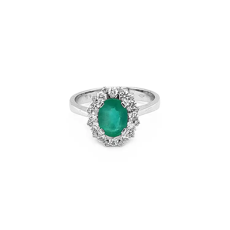 Gold Ring with Emerald and Diamonds