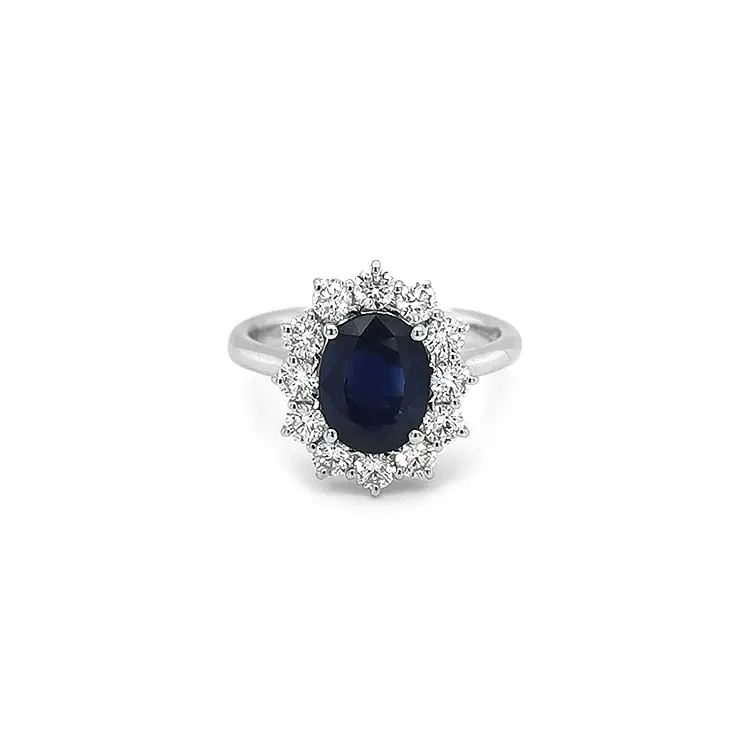 Gold Ring with Sapphire and Diamonds