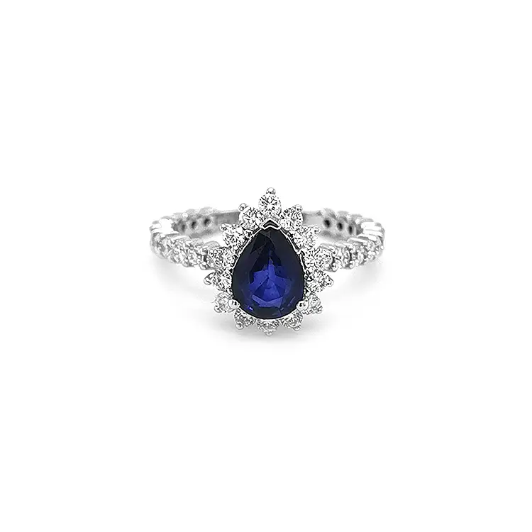 Gold Ring with Sapphire and Diamonds