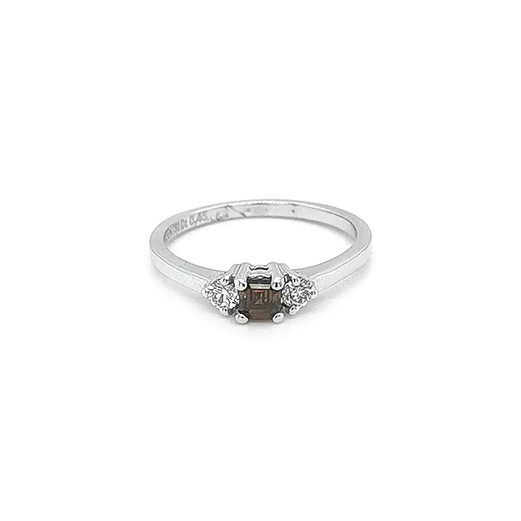 Gold Ring with Brown and White Diamonds