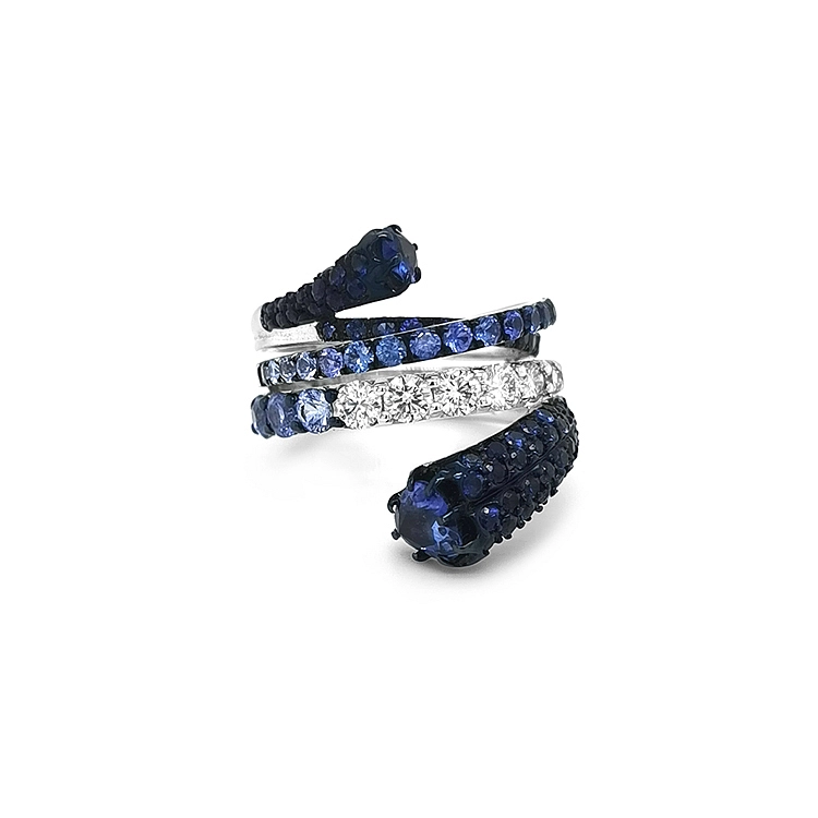 Gold Ring with Sapphires and Diamonds