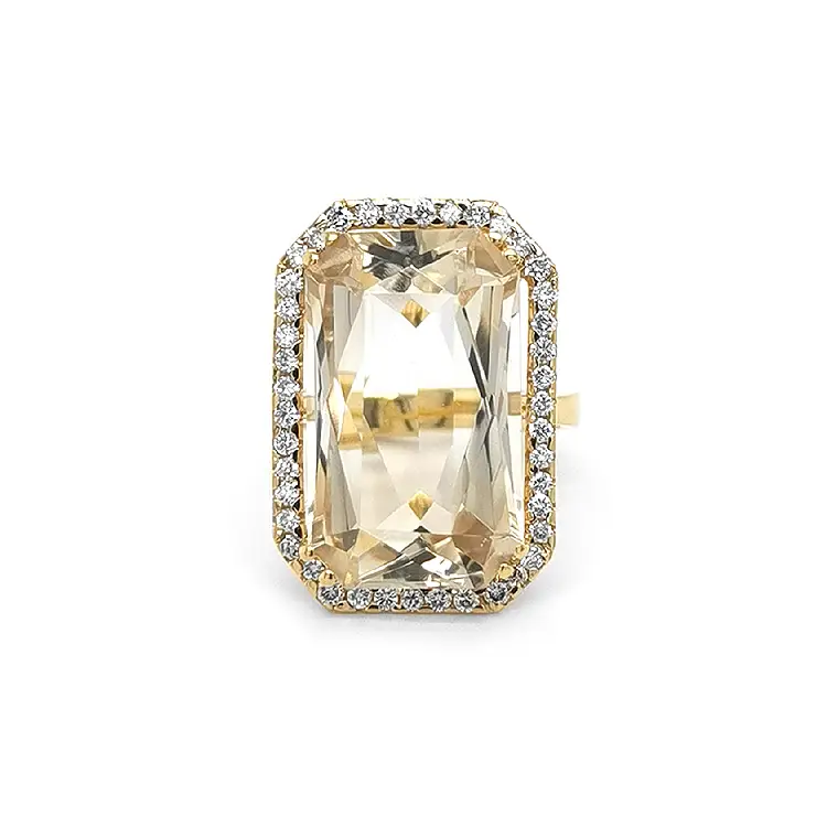 Gold Ring with Citrine and Diamonds