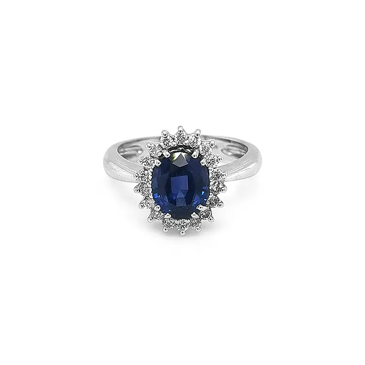 Gold Ring with Sapphire and Diamonds