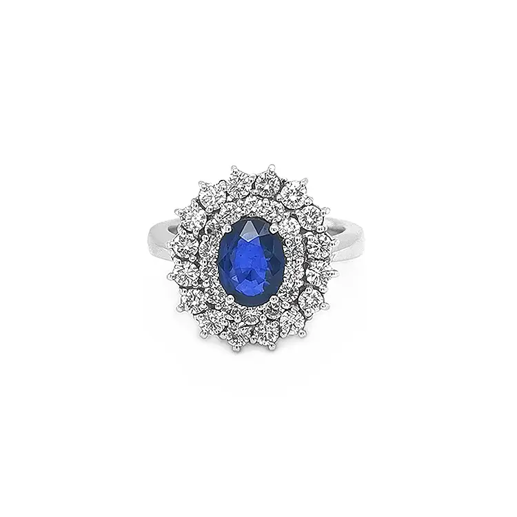 Gold Ring with Sapphire and Diamonds