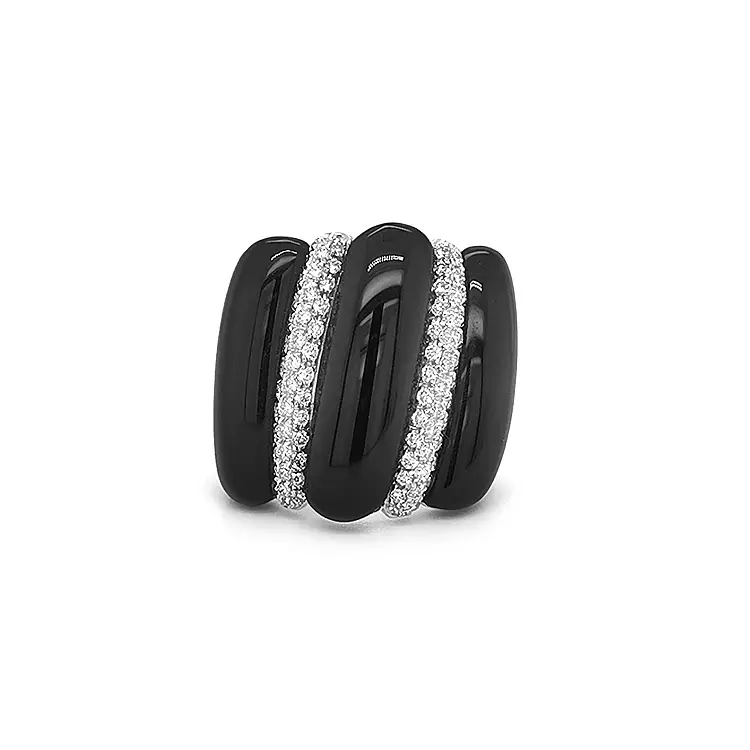 Gold Ring with Onyx and Diamonds