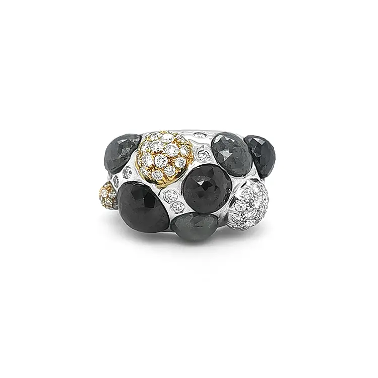 Gold Ring Crivelli with Black, Grey and White Diamonds