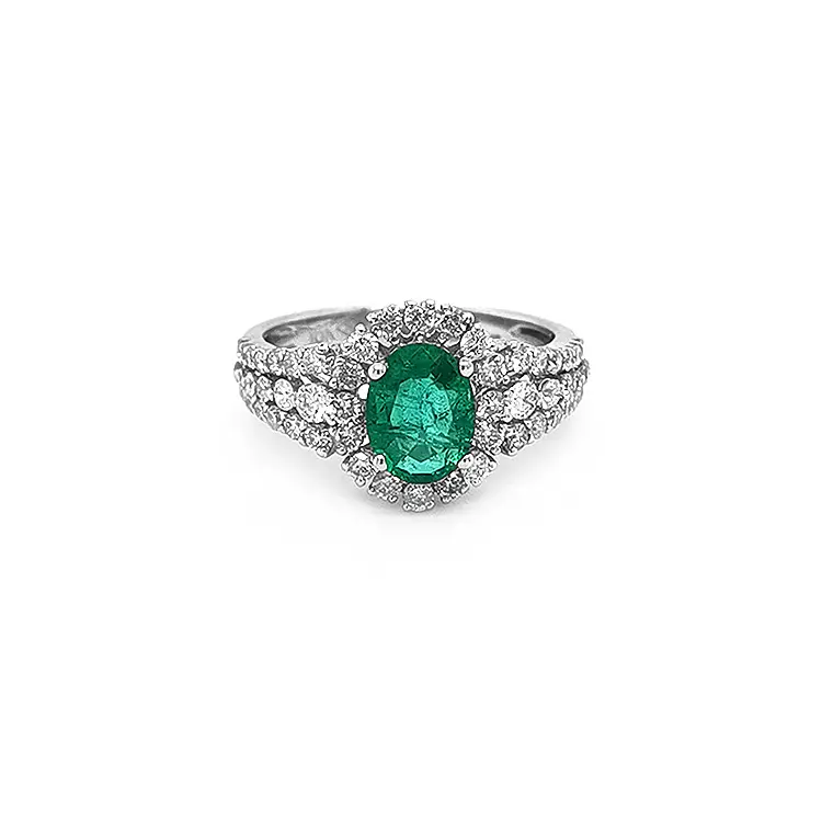 Gold Ring with Emerald and Diamonds