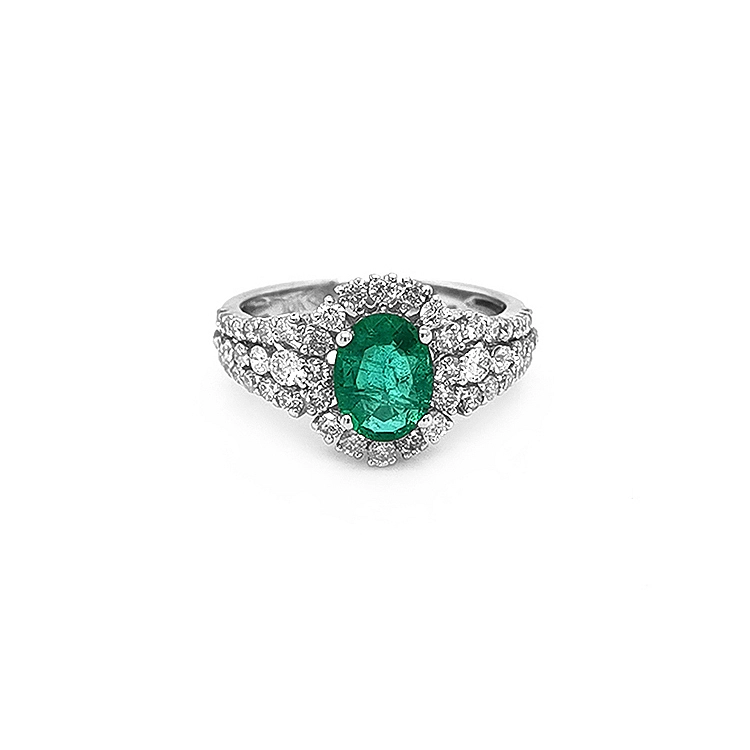 Gold Ring with Emerald and Diamonds