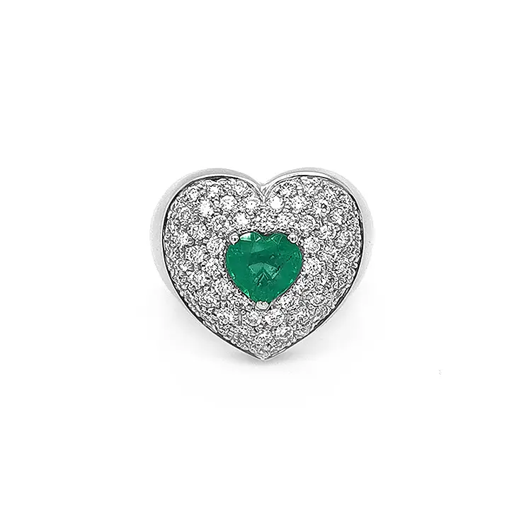 Gold Ring with Emerald and Diamonds