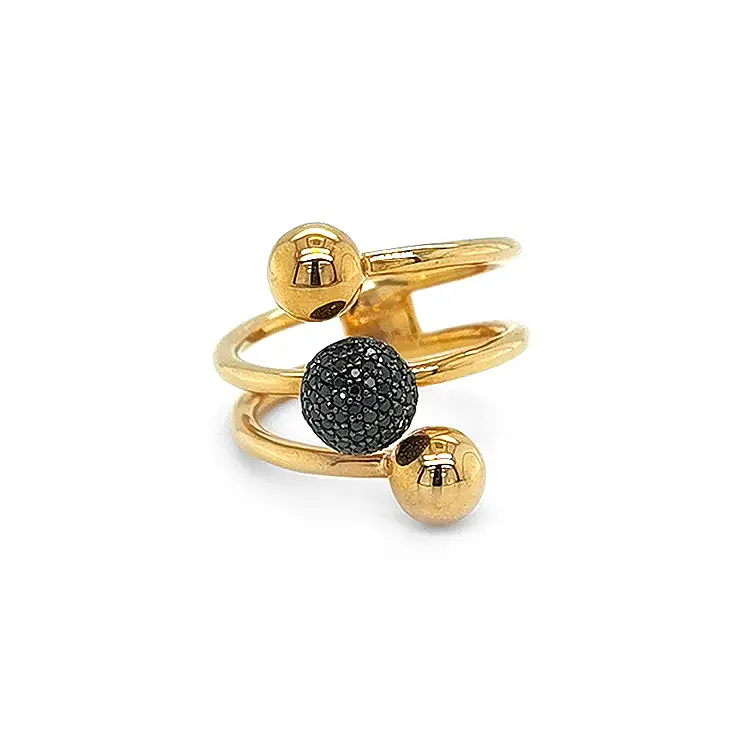 Gold Ring with Black Diamonds
