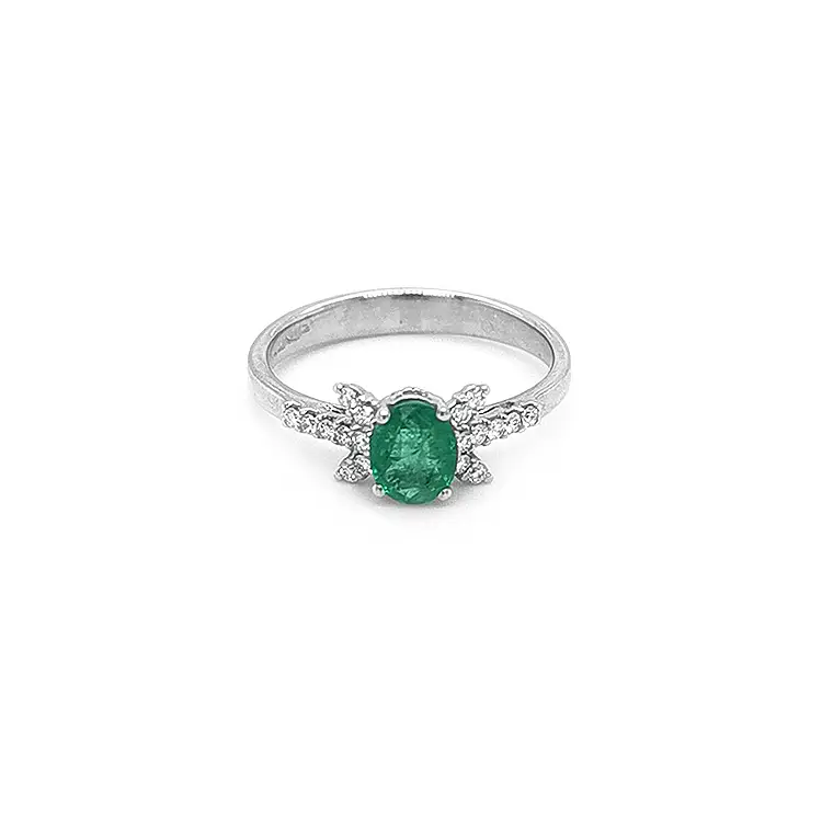 Gold Ring with Emerald and Diamonds