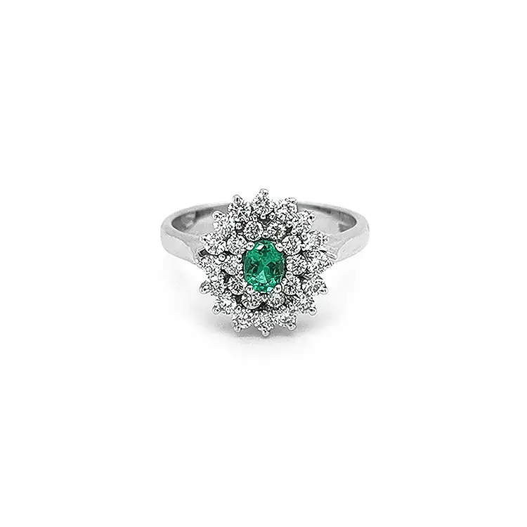 Gold Ring with Emerald and Diamonds
