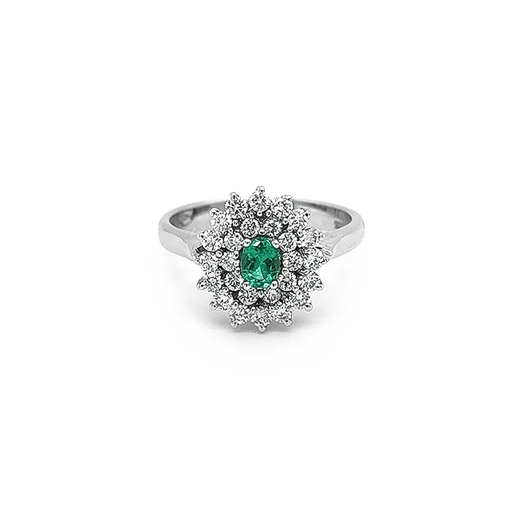 Gold Ring with Emerald and Diamonds