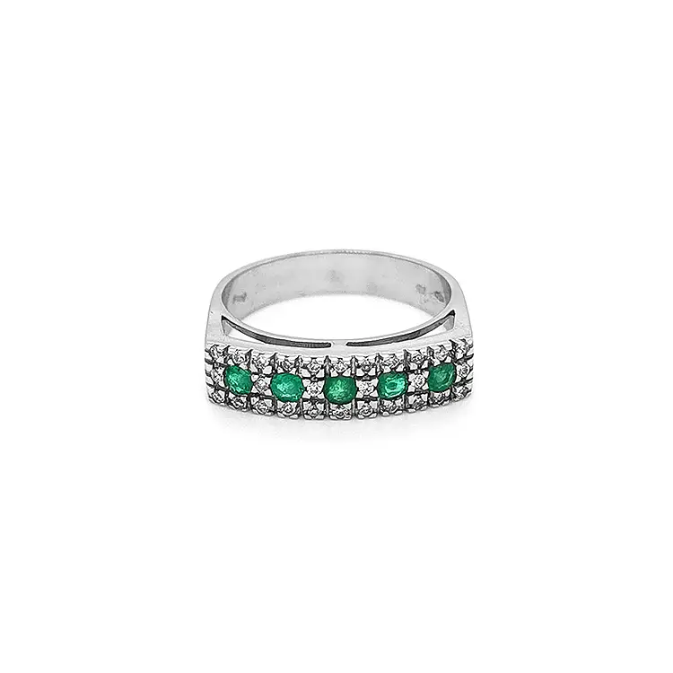 Gold Ring with Emeralds and Diamonds