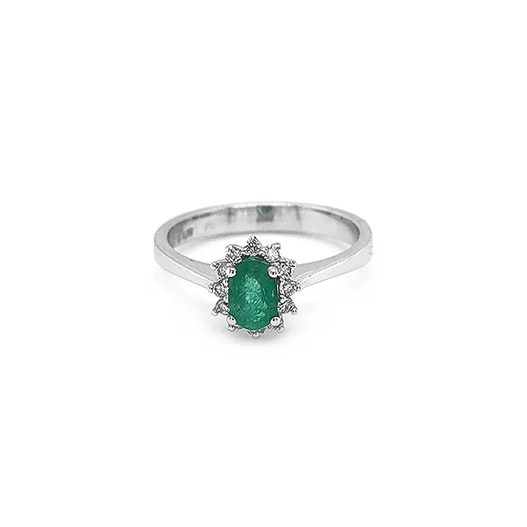 Gold Ring with Emerald and Diamonds