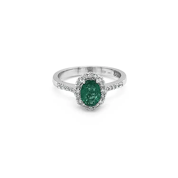 Gold Ring with Emerald and Diamonds