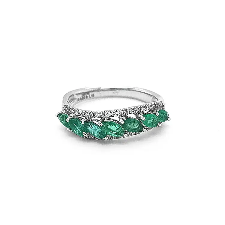 Gold Ring with Emeralds and Diamonds