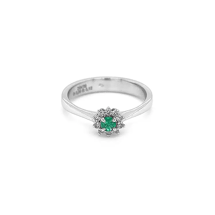 Gold Ring with Emerald and Diamonds