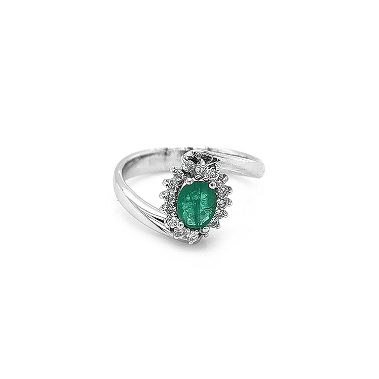 Gold Ring with Emerald and Diamonds