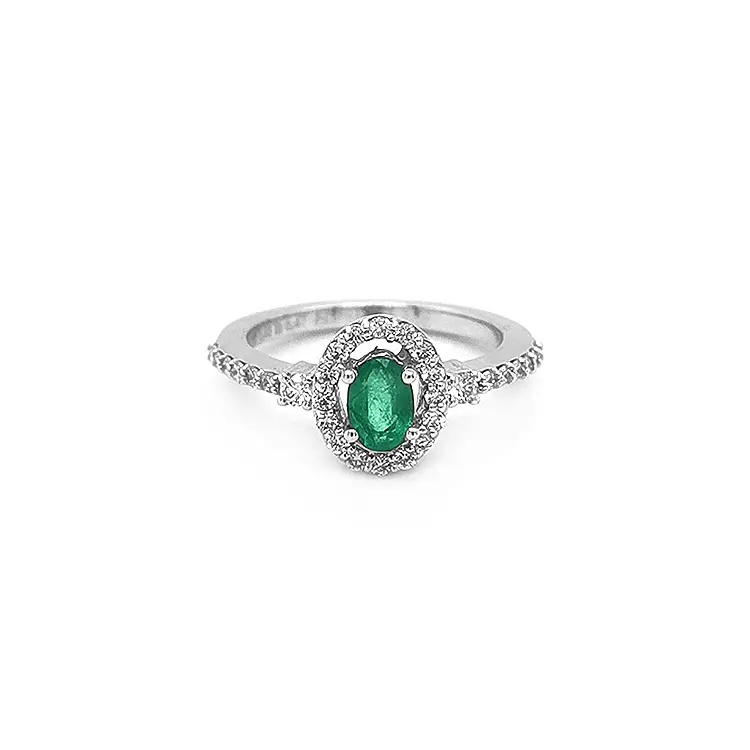 Gold Ring with Emerald and Diamonds