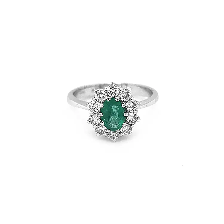 Gold Ring with Emerald and Diamonds
