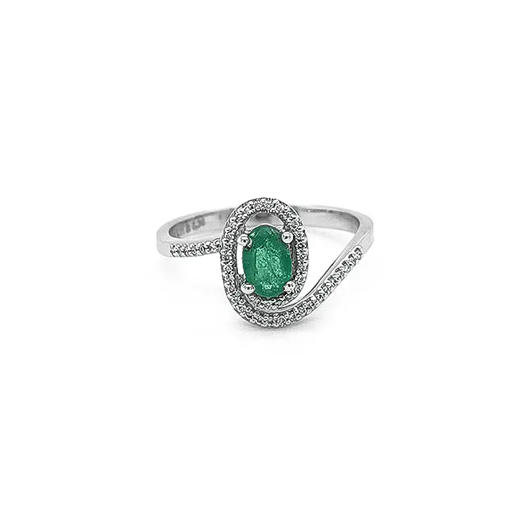 Gold Ring with Emerald and Diamantny