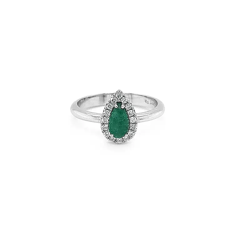Gold Ring with Emerald and Diamonds